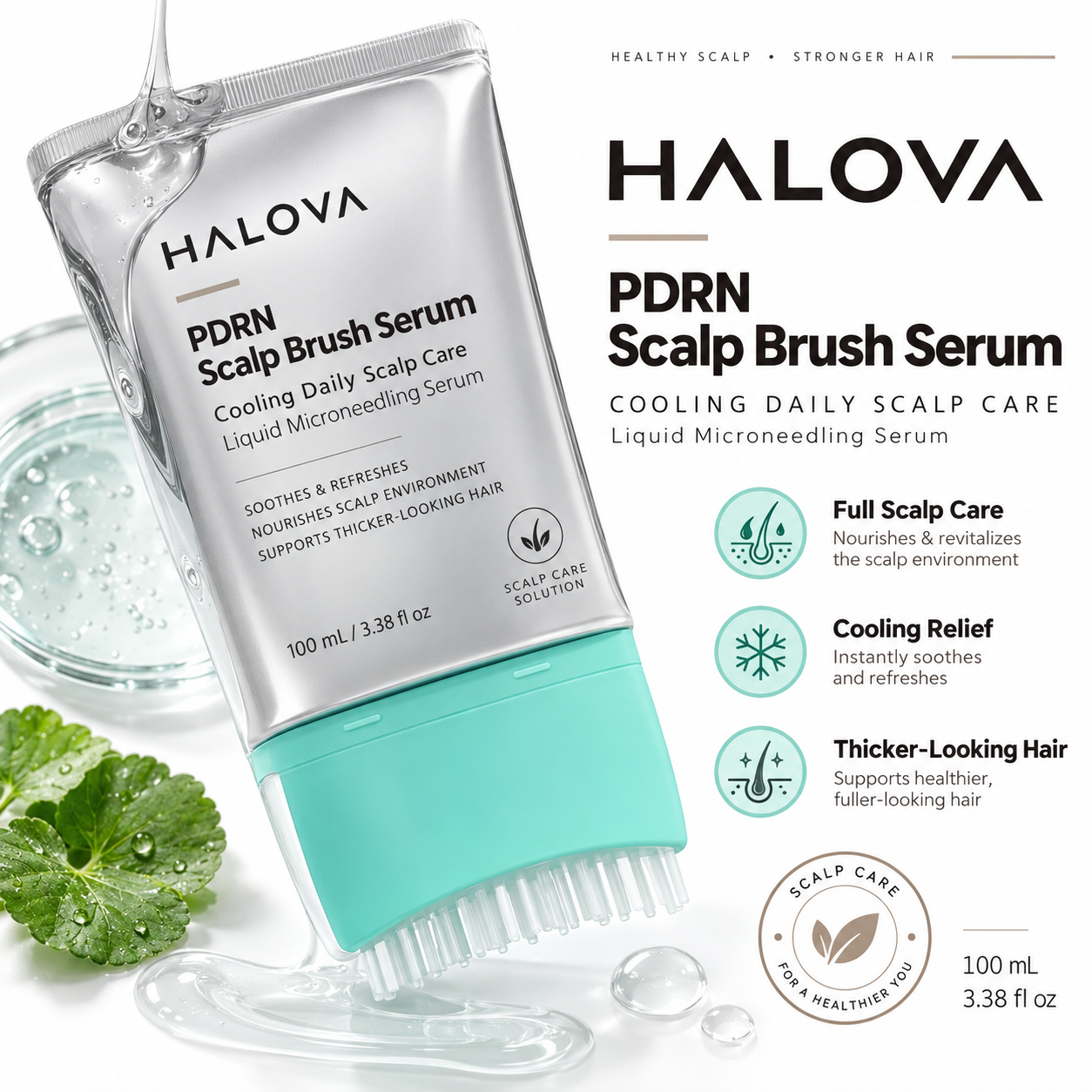 HALOVA PDRN Scalp Brush Serum for cooling daily scalp care