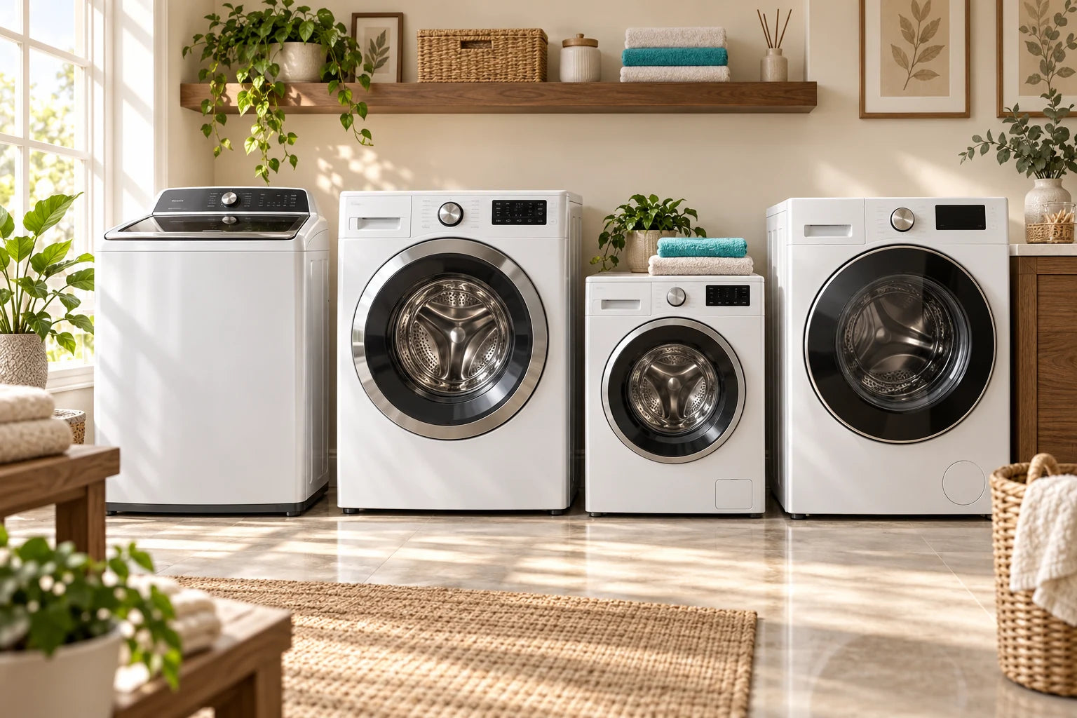 Front-load, top-load, high-efficiency and compact washing machines