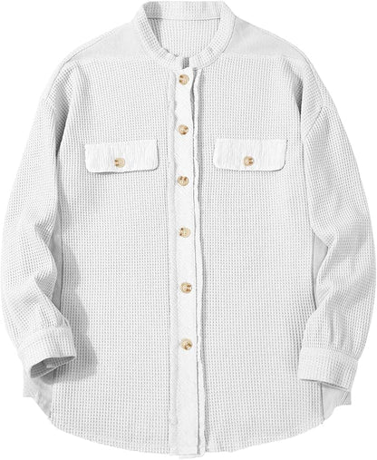 HALOVA Relaxed Waffle Knit Shacket