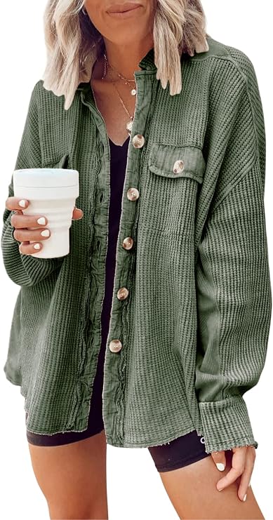HALOVA Relaxed Waffle Knit Shacket