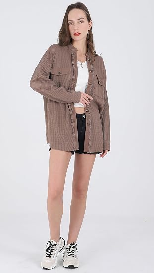 HALOVA Relaxed Waffle Knit Shacket