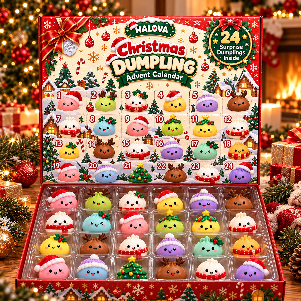 HALOVA™ Christmas Dumpling Advent Calendar – 24 Days of Surprises