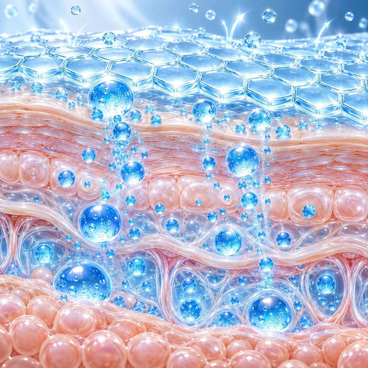 Illustration of moisture support in the skin.